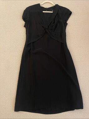 Banana Republic Black Twist-Front Cap Sleeve Midi Dress